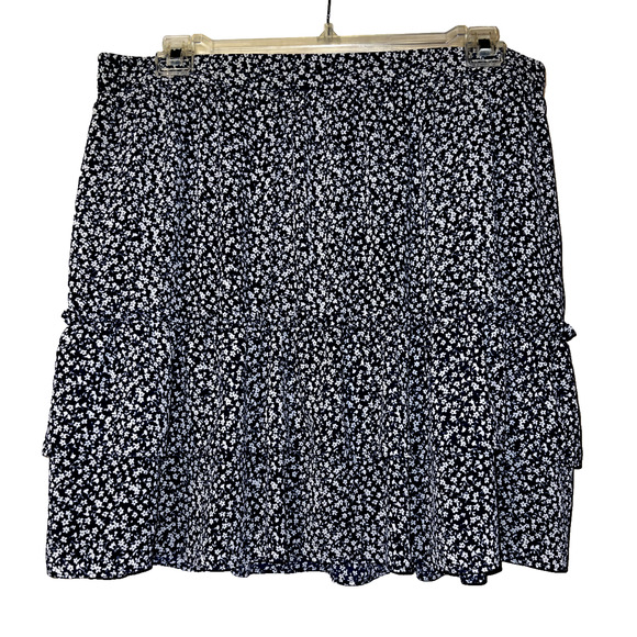 J.CREW Dresses & Skirts - J. CREW Women's Size XL Navy Blue White Floral Preppy Ruffle Mini Skirt AY478